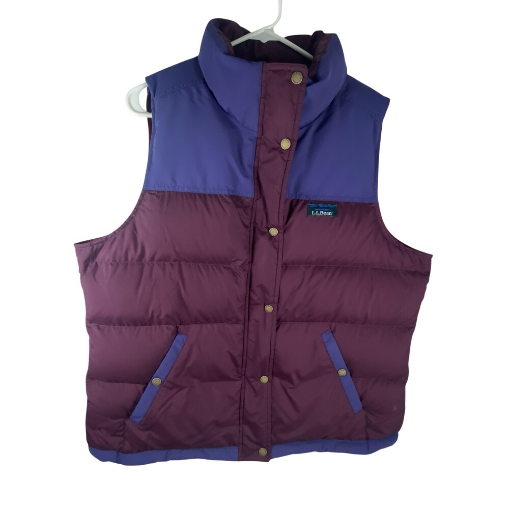 L.L.Bean Vest Womens XL Purple Down Puffer Quilted Zip Pockets Pertex DownTek